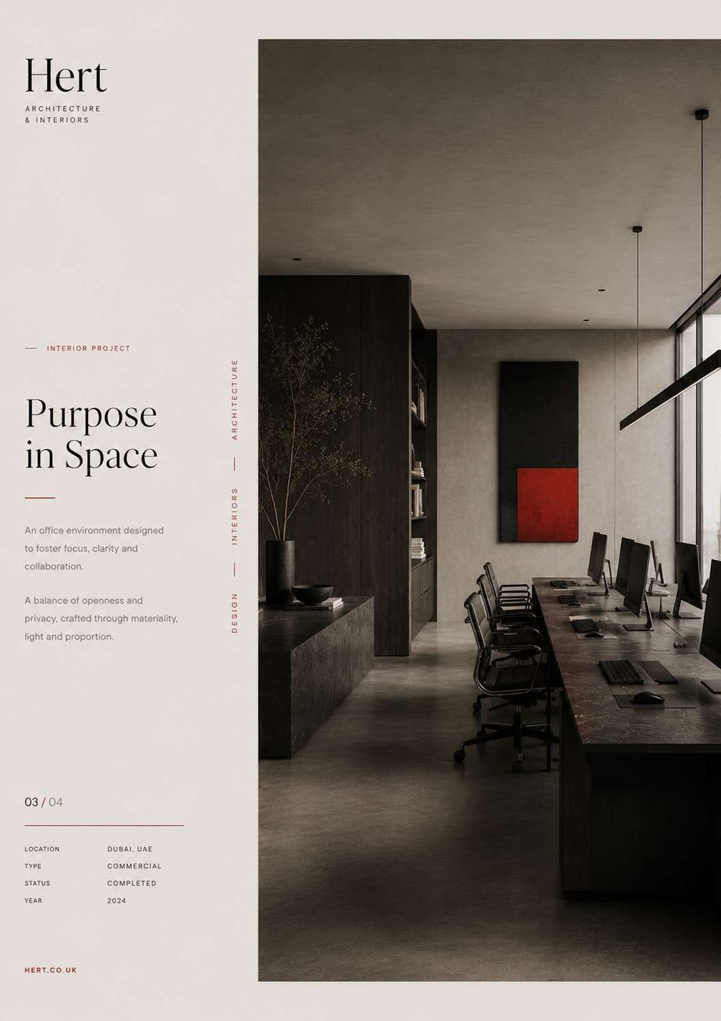 Project sheet 03/04 — Purpose in Space, a Dubai office built around focus and clarity.