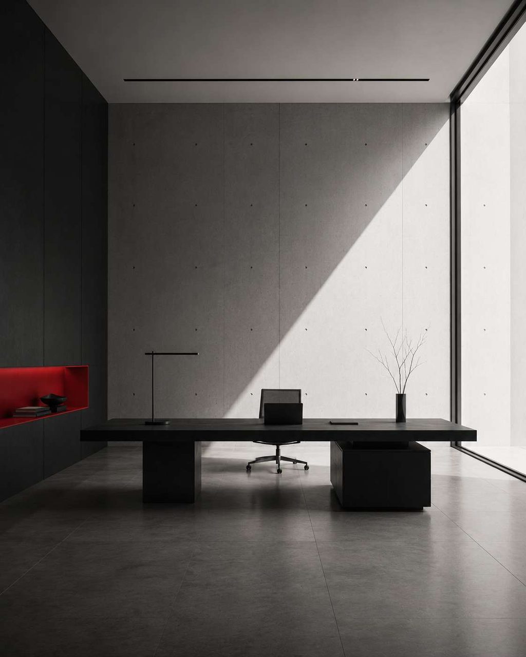 Spaces for Life — A quieter identity and publication system for an interiors practice — warm paper, thin rules, one red object per room.