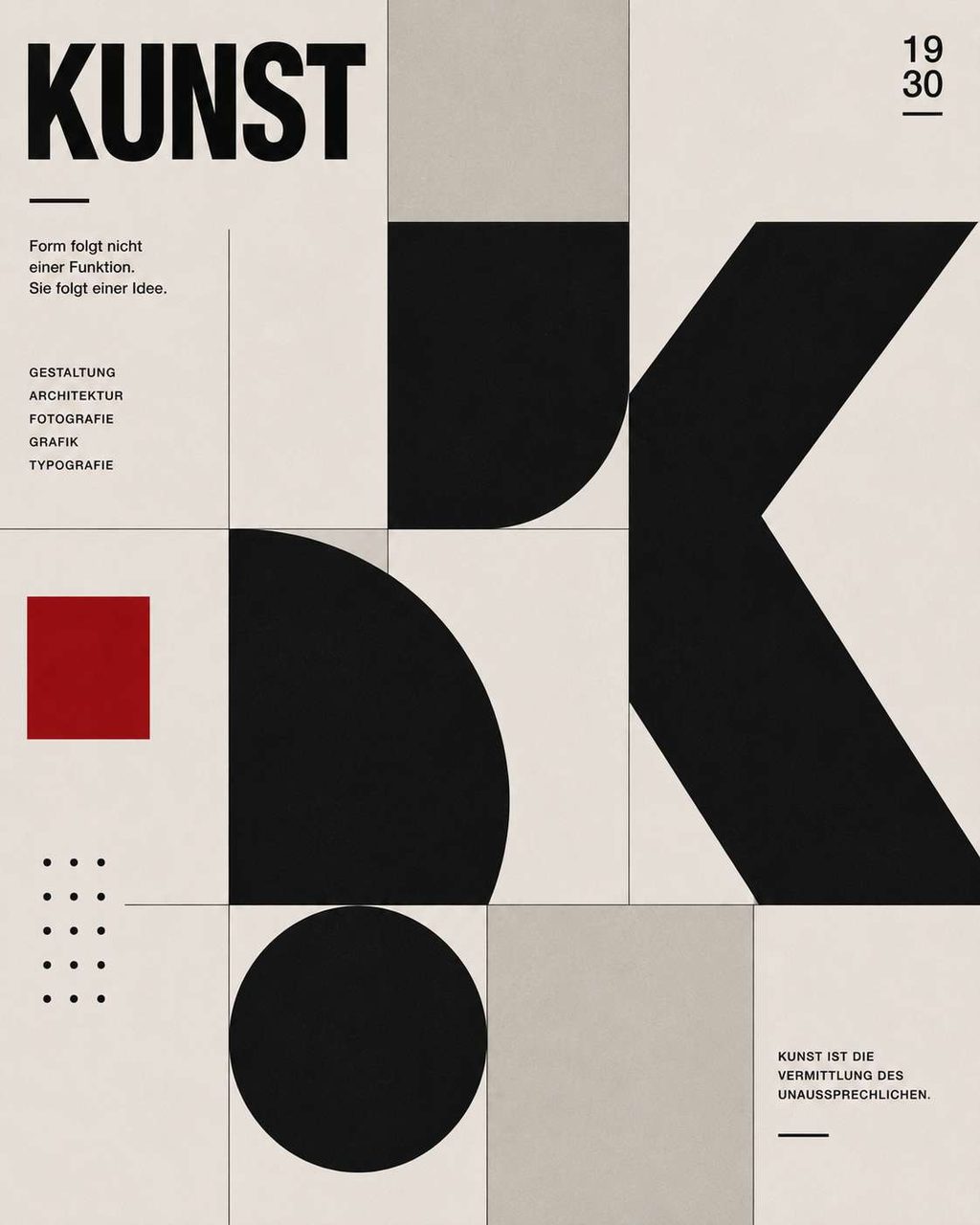 Poster study — FORM, with an oversized numeral and offset geometric fields on warm paper.